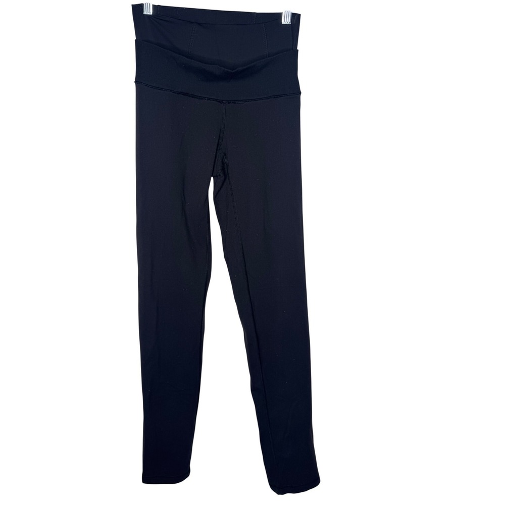 Lululemon Black Ribbed Waistband High Rise Athletic Leggings Yoga Tights Womens